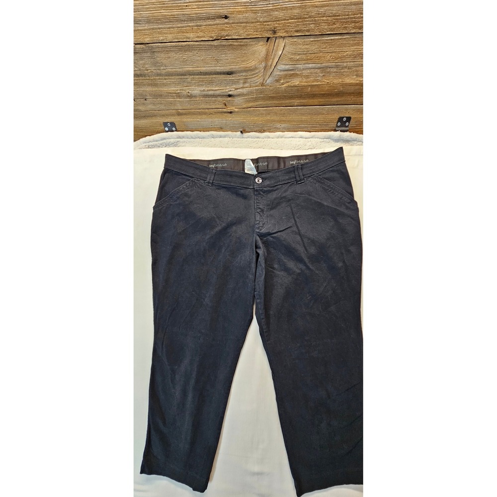 Lee Sinfully Soft Black Straight Leg Pants Womens 24W Petite Stretch Cotton